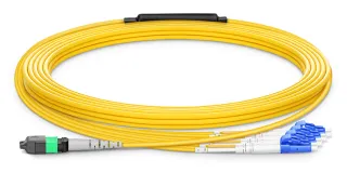 3M (10FT) Mtp® Female TO 4 LC UPC Duplex 8 Fibers Type B Plenum (ofnp) OS2 9/125 Single Mode Elite Breakout Cable, Yellow