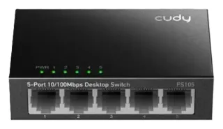 Switch Metálico 5 Puertos 10/100 Mbps Bajo Consumo FS105