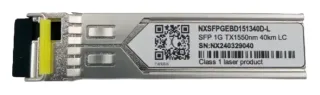 TRANSCEPTOR SFP BIDI 1000BASE-BX 1.25GBPS TX1550NM RX1310NM 40KM LC MONOMODO DOM NXSFPGEBD141340D