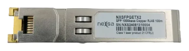 Transceptor SFP Cobre 1000BASE-T RJ45 100M Gigabit Ethernet NXSFPGETX2