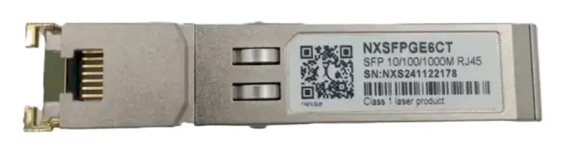 Transceptor SFP Cobre 10/100/1000BASE-T RJ-45 100M Gigabit Ethernet los NXSFPPGE6CT