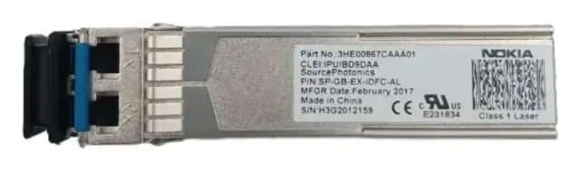 Transceptor SFP 1000BASE-EX Monomodo 1310NM 40KM LC DOM Industrial 3HE00867CA