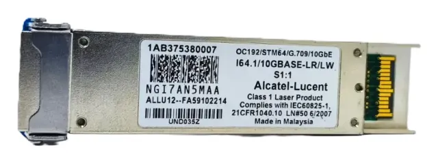 Transceptor XFP 10GBASE-LR/LW OC192 Monomodo 1310NM 10KM LC DDM 1AB375380007 Alcatel Lucent