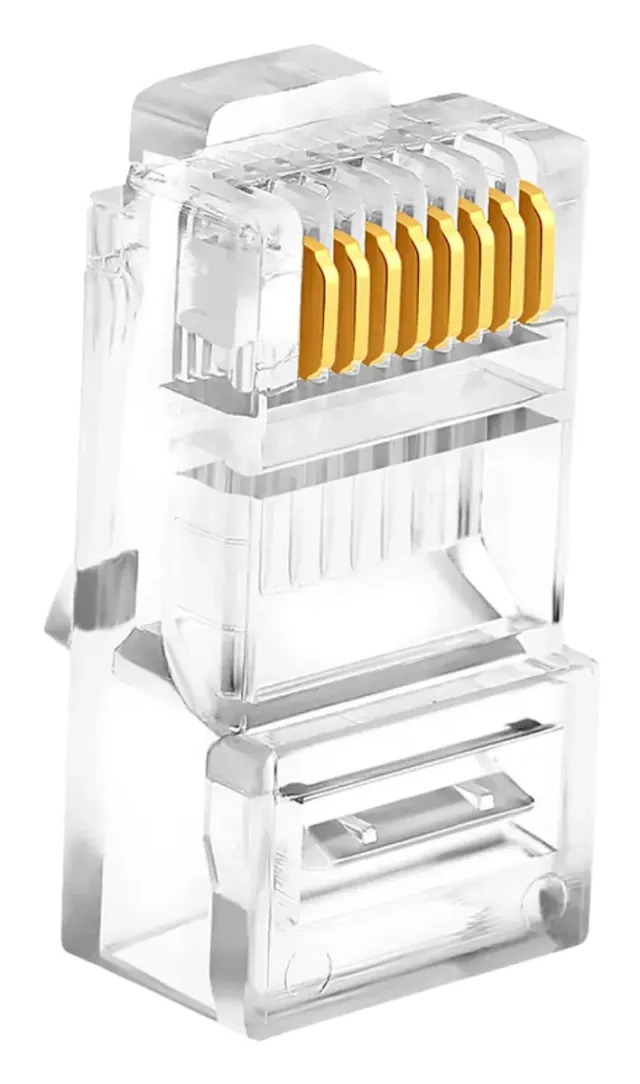 CONECTOR RJ45 MACHO UTP CAT 5E CON GUÍA DE HILOS, 50µ ORO