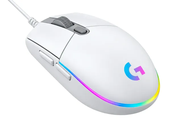 Mouse Gamer Logitech G203 Lightsync Blanco USB Alámbrico 8000 Dpi Rgb de 6 Botones