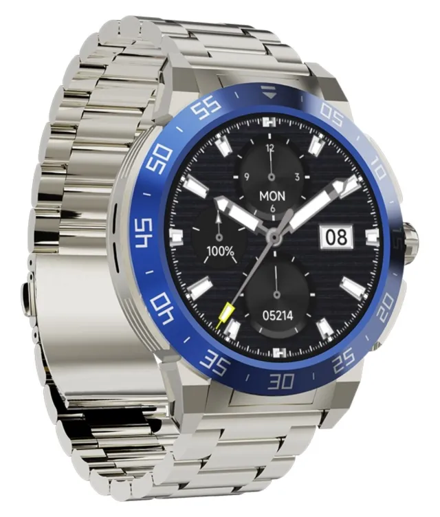 BE-50A Smart Watch Azul Pulso Metalico Plateado
