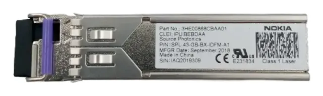 Transceptor SFP 1000BASE-BX Bidireccional 1490NM/1310NM 10KM LC DOM Industrial 3HE00868CB