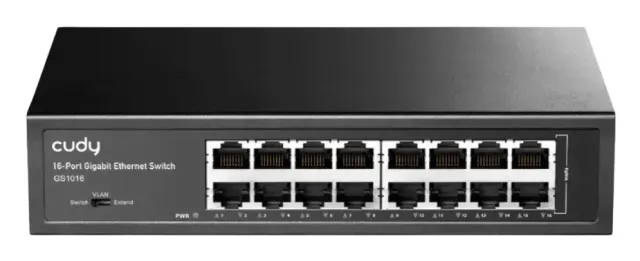 Switch Gigabit Metálico 16 Puertos 10/100/1000 con Modo VLAN y Extensión 250M