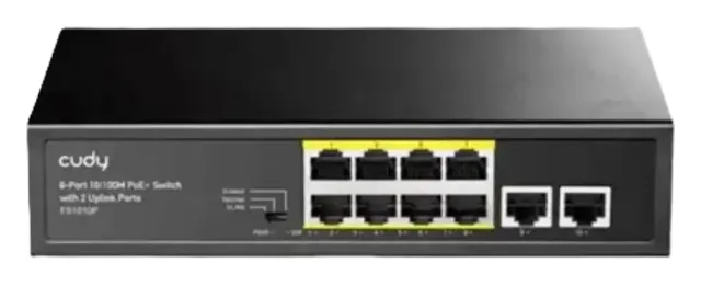 Switch POE+ 8 Puertos 10/100M 2 Uplink Fast Ethernet 120W FS1010P