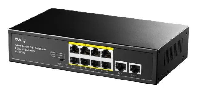 Switch POE+ 8 Puertos 10/100M 2 Uplink Gigabit 120W FS1010PG