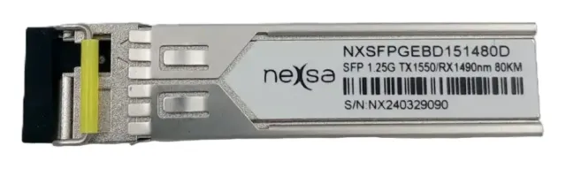 Transceptor SFP Bidi 1000BASE-BX-D 1.25GBPS TX1550NM RX1490NM 80KM LC Monomodo DOM NXSFPGEBD151480D