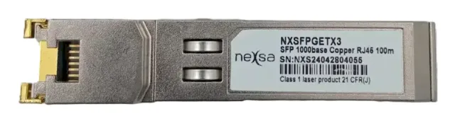 Transceptor SFP Cobre 10/100/1000BASE-T RJ45 100M Gigabit Ethernet NXSFPGETX3