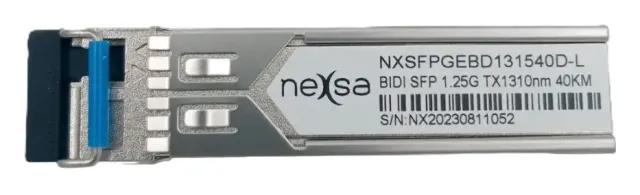 Transceptor SFP Bidi 1.25GBPS TX1310NM RX1550NM 40KM LC Monomodo DDM NXSFPGEBD131540D-L